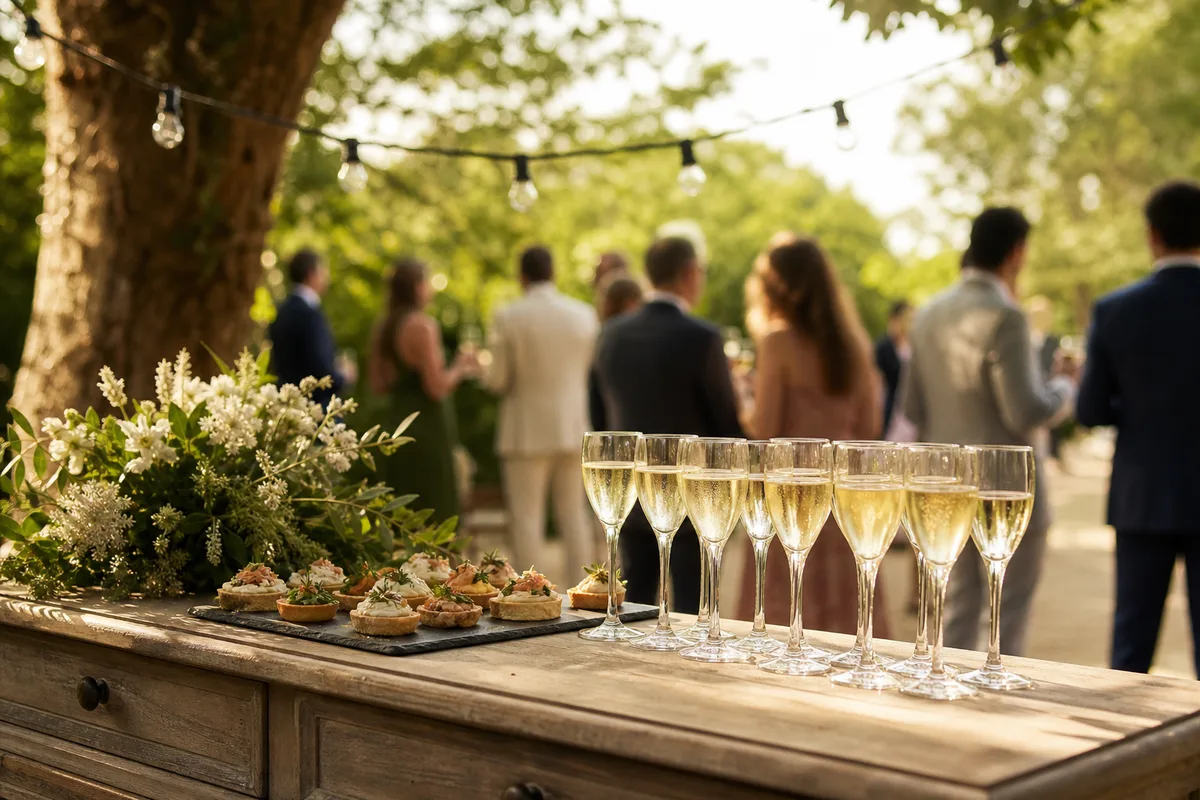 Vin d'honneur de mariage : durée, quantités et budget